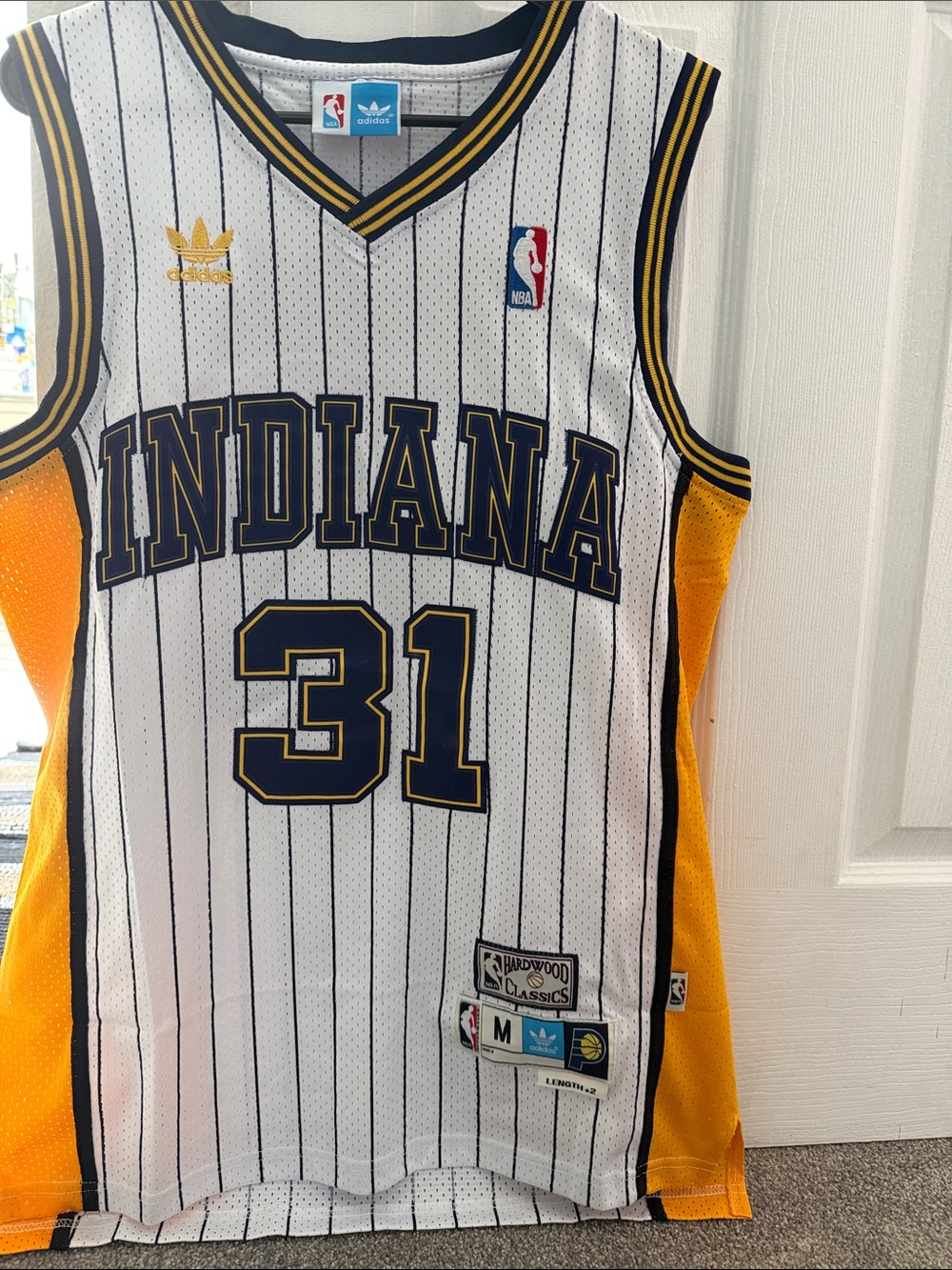 adidas Indiana Pacers Reggie Miller #31 White & Yellow Basketball Jersey